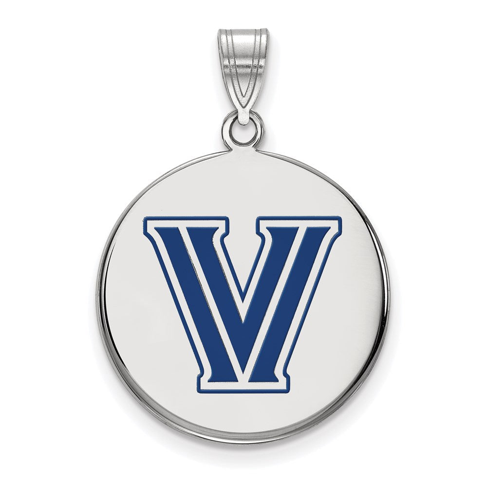 Sterlingsilber Rhodiniert Logoart Villanova University Buchstabe V Groß Emailliert Plättchen Anhänger