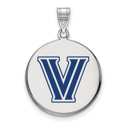 Sterlingsilber Rhodiniert Logoart Villanova University Buchstabe V Groß Emailliert Plättchen Anhänger