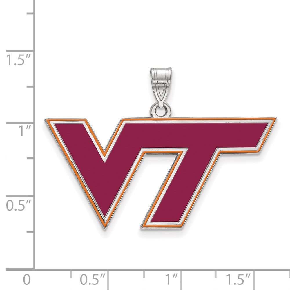 Sterlingsilber Rhodiniert Logoart Virginia Tech V T Groß Emailliert Anhänger