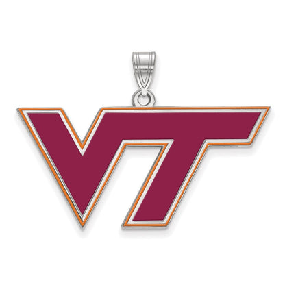 Sterlingsilber Rhodiniert Logoart Virginia Tech V T Groß Emailliert Anhänger