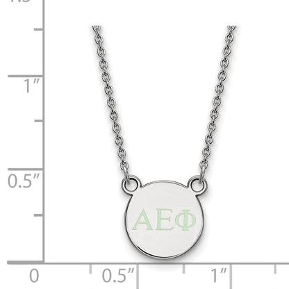 Sterlingsilber Rhodiniert Logoart Alpha Epsilon Phi Sorority Greek Buchstaben Extra Klein Farbe Emaille Anhänger 18 Zoll Halskette