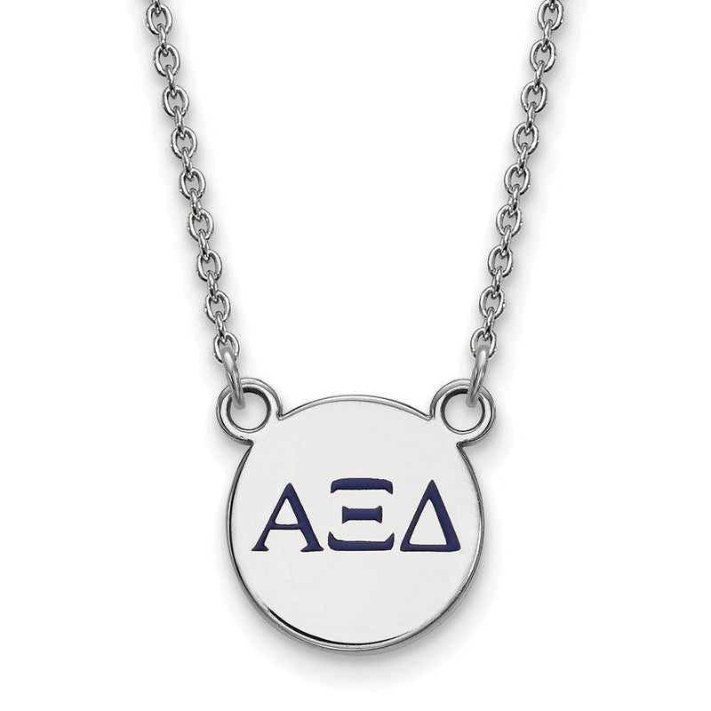 Sterlingsilber Rhodiniert Logoart Alpha Xi Delta Sorority Greek Buchstaben Extra Klein Farbe Emaille Anhänger 18 Zoll Halskette
