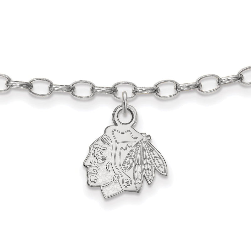 Sterlingsilber Rhodiniert Nhl Logoart Chicago Blackhawks Fußkettchen