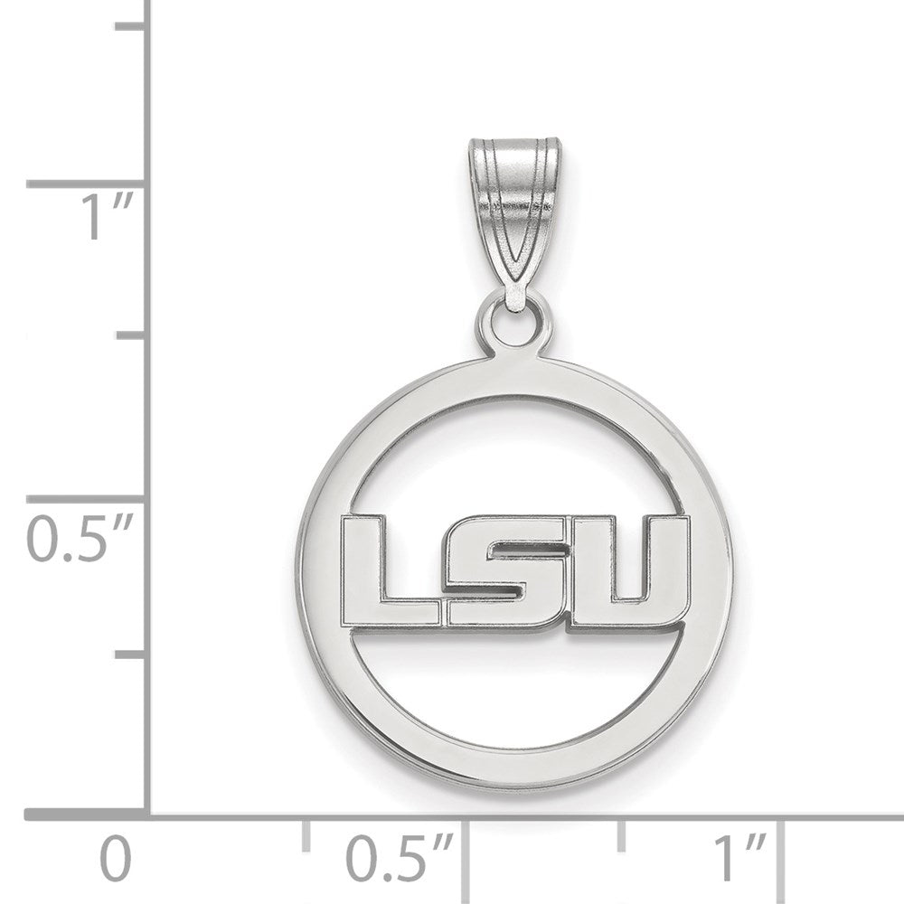Sterlingsilber Rhodiniert Logoart Louisiana State University L S U Mittel Kreis Anhänger