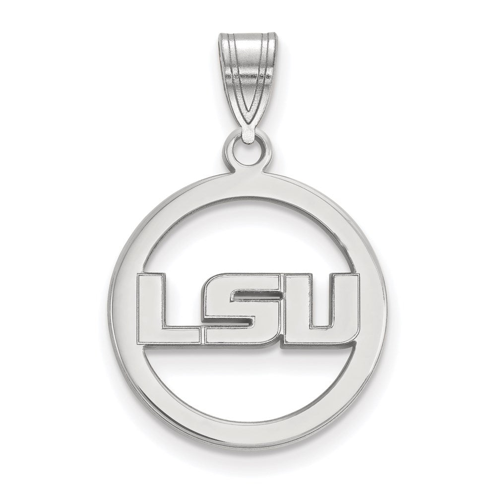 Sterlingsilber Rhodiniert Logoart Louisiana State University L S U Mittel Kreis Anhänger