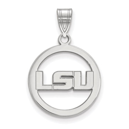 Sterlingsilber Rhodiniert Logoart Louisiana State University L S U Mittel Kreis Anhänger