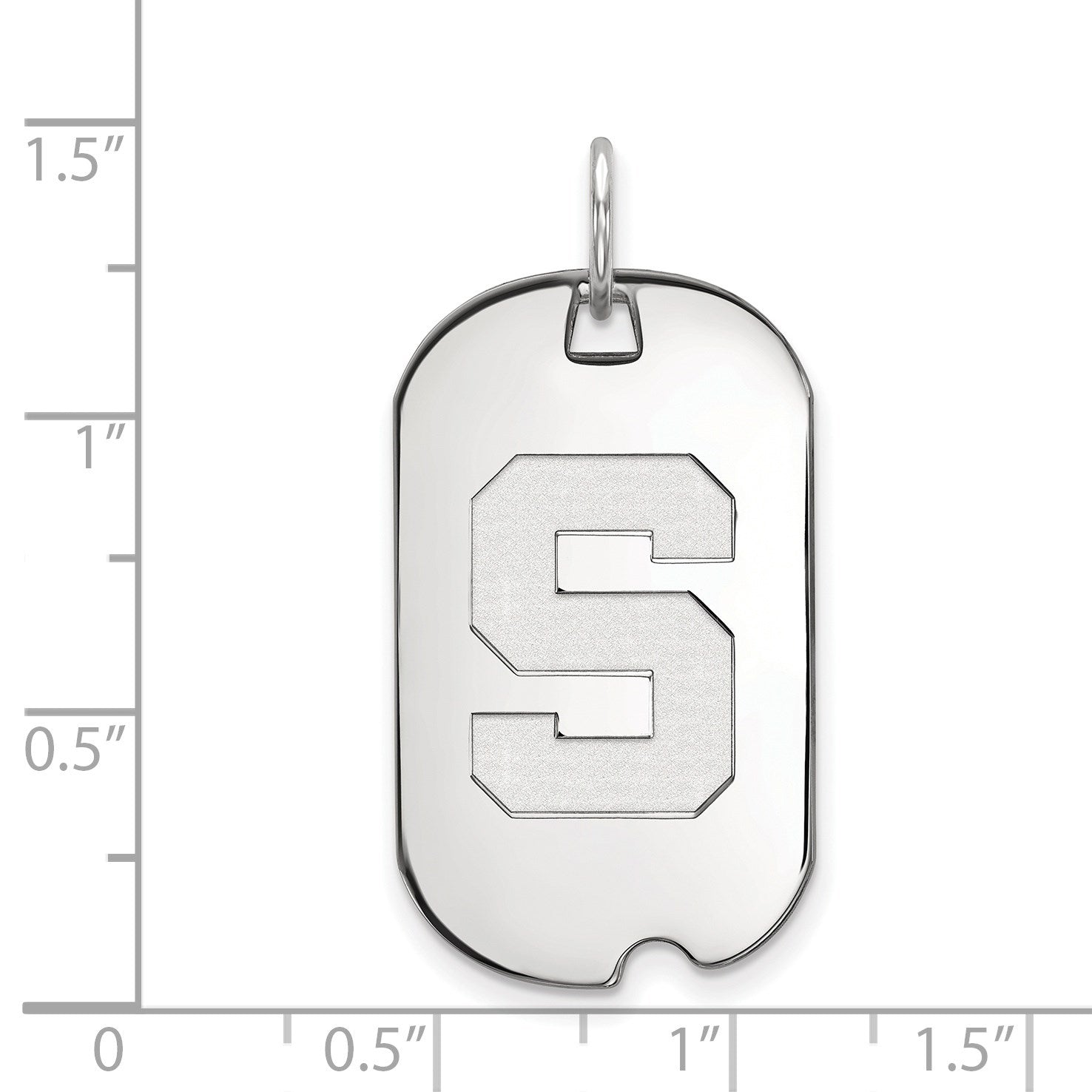 Sterlingsilber Rhodiniert Logoart Michigan State University Buchstabe S Klein Erkennungsmarke Anhänger