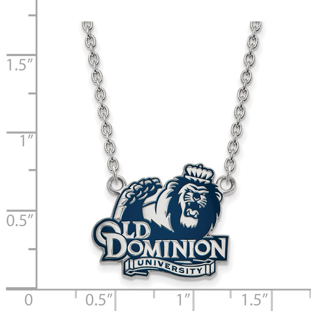 Sterlingsilber Rhodiniert Logoart Old Dominion University Groß Emailliert Anhänger 18 Zoll Halskette