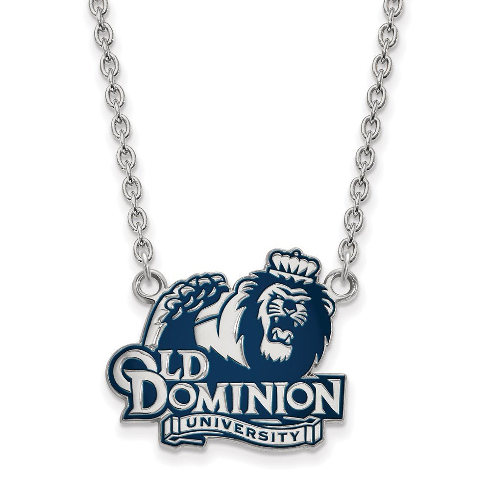 Sterlingsilber Rhodiniert Logoart Old Dominion University Groß Emailliert Anhänger 18 Zoll Halskette