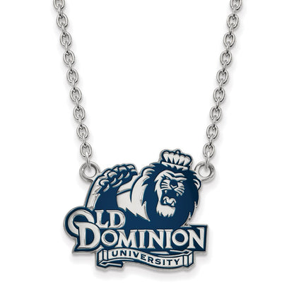 Sterlingsilber Rhodiniert Logoart Old Dominion University Groß Emailliert Anhänger 18 Zoll Halskette