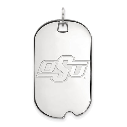 Sterlingsilber Rhodiniert Logoart Oklahoma State University O S U Groß Erkennungsmarke Anhänger
