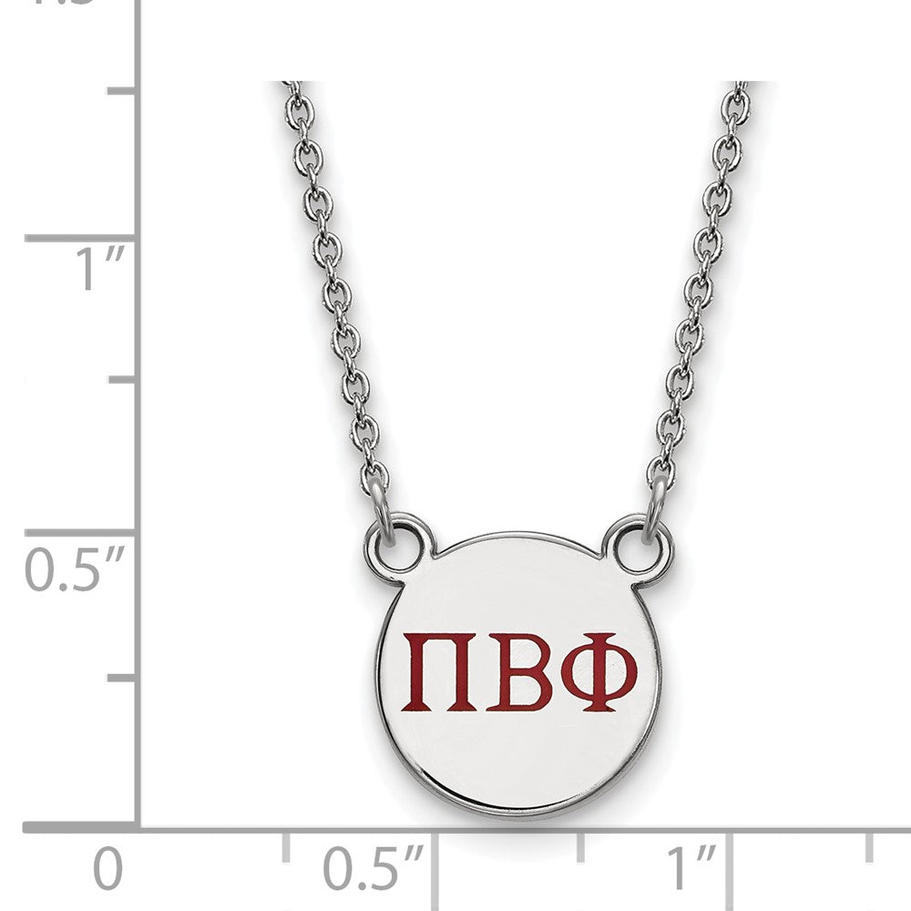 Sterlingsilber Rhodiniert Logoart Pi Beta Phi Sorority Greek Buchstaben Klein Farbe Emaille Anhänger 18 Zoll Halskette