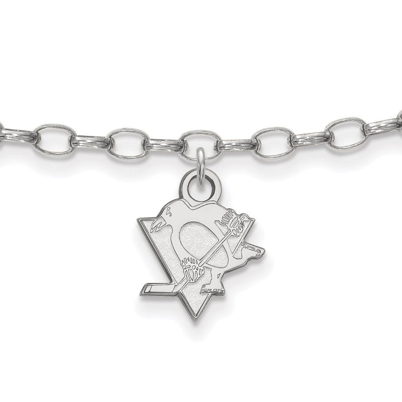 Sterlingsilber Rhodiniert Nhl Logoart Pittsburgh Penguins Fußkettchen