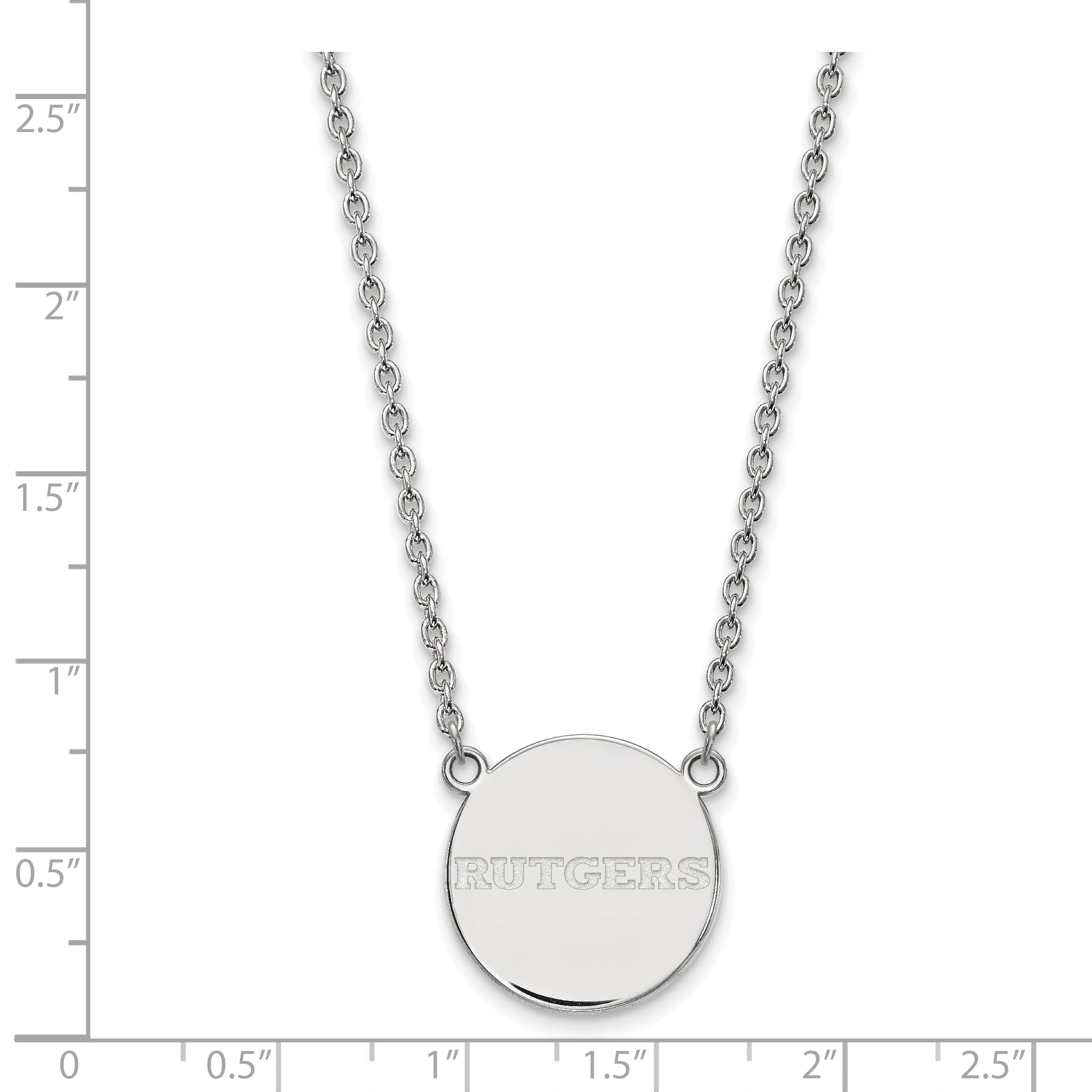 Sterlingsilber Rhodiniert Logoart Rutgers University Groß Plättchen Anhänger 18 Zoll Halskette