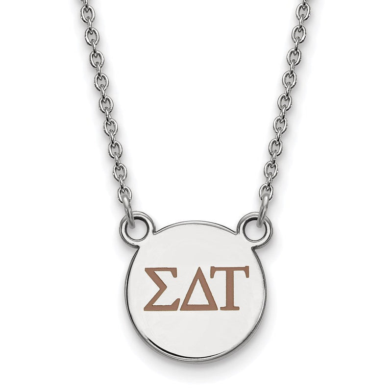 Sterlingsilber Rhodiniert Logoart Sigma Delta Tau Sorority Greek Buchstaben Klein Farbe Emaille Anhänger 18 Zoll Halskette