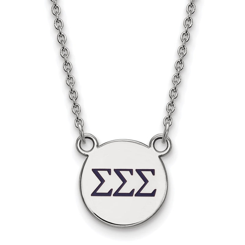 Sterlingsilber Rhodiniert Logoart Sigma Sorority Greek Buchstaben Klein Farbe Emaille Anhänger 18 Zoll Halskette