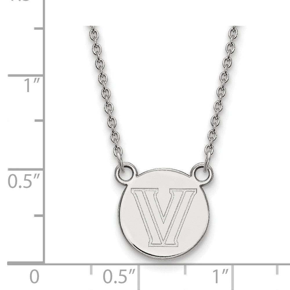 Sterlingsilber Rhodiniert Logoart Villanova University Buchstabe V Klein Plättchen 18 Zoll Halskette