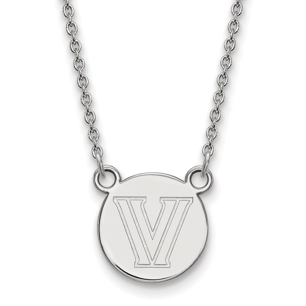 Sterlingsilber Rhodiniert Logoart Villanova University Buchstabe V Klein Plättchen 18 Zoll Halskette