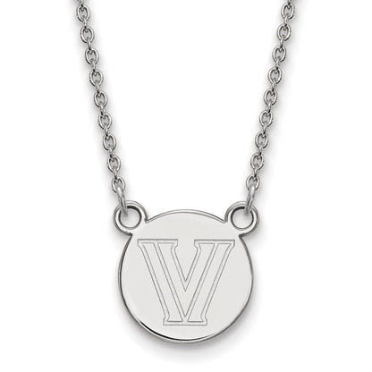 Sterlingsilber Rhodiniert Logoart Villanova University Buchstabe V Klein Plättchen 18 Zoll Halskette