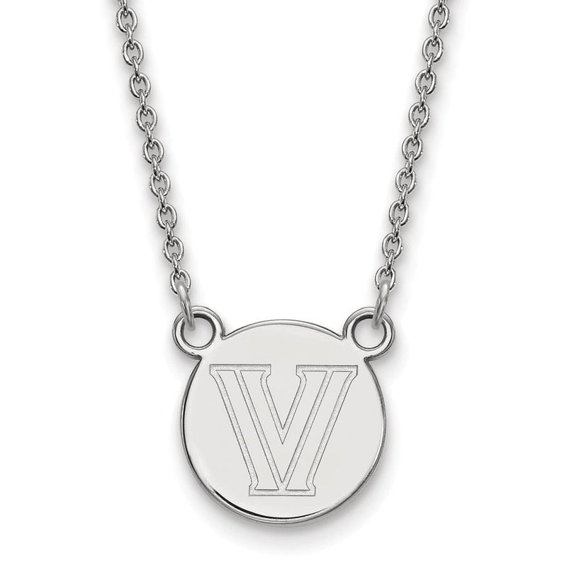 Sterlingsilber Rhodiniert Logoart Villanova University Buchstabe V Klein Plättchen 18 Zoll Halskette