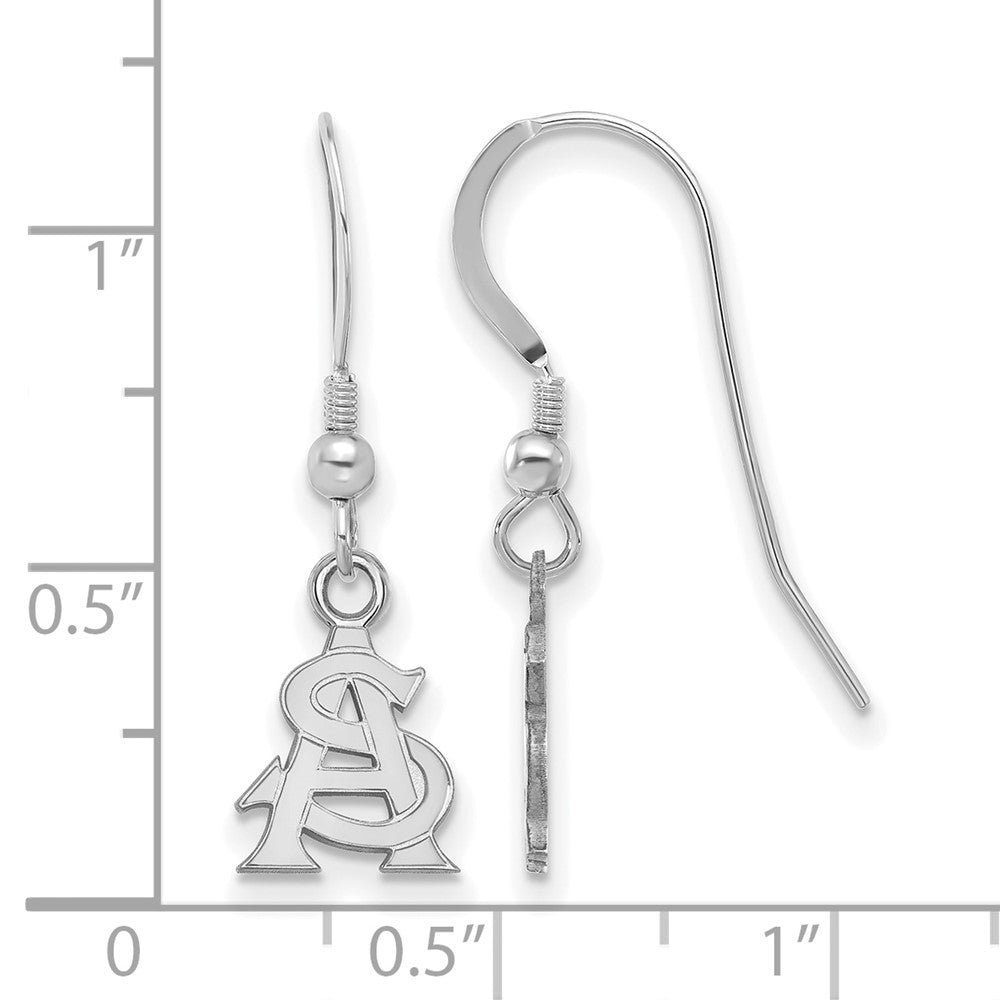 Sterlingsilber Rhodiniert Logoart Arizona State University A S Extra Klein Hängend Draht Ohrringe