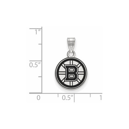 Sterlingsilber Rhodiniert Nhl Logoart Boston Bruins Klein Emailliert Anhänger