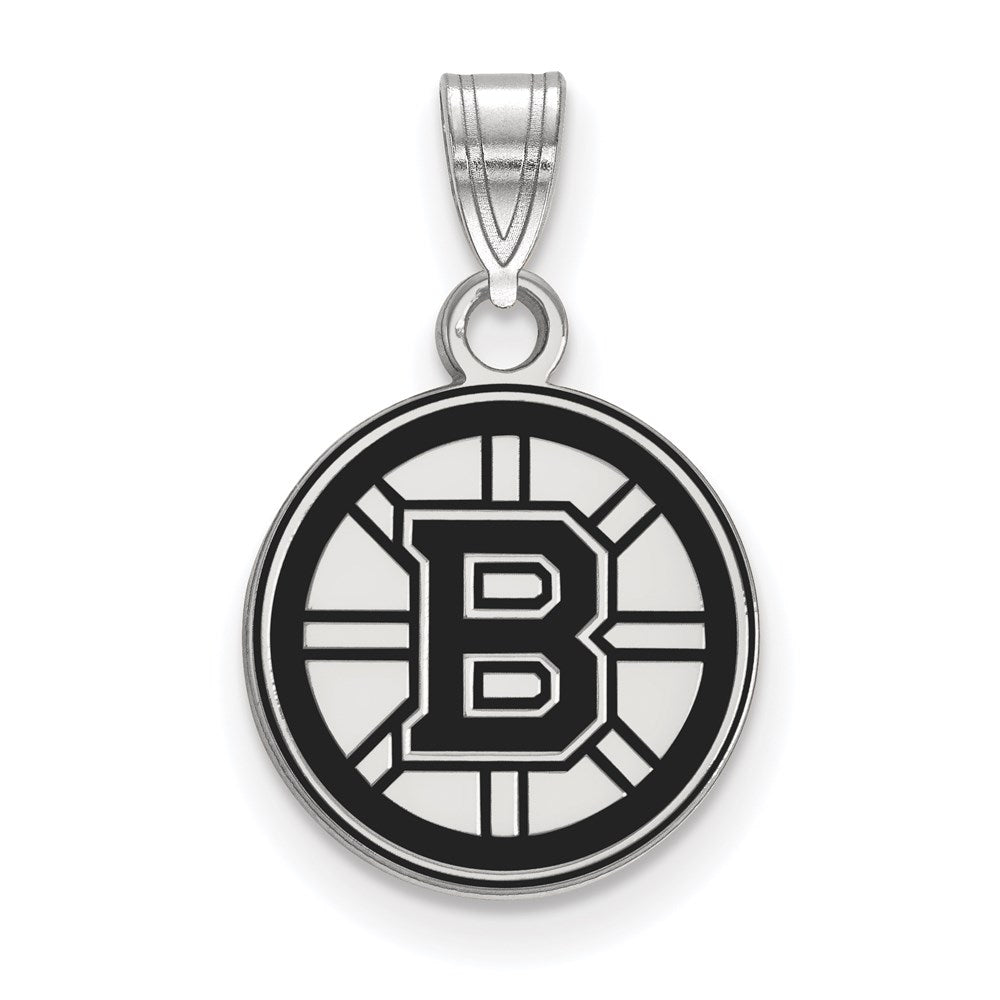 Sterlingsilber Rhodiniert Nhl Logoart Boston Bruins Klein Emailliert Anhänger