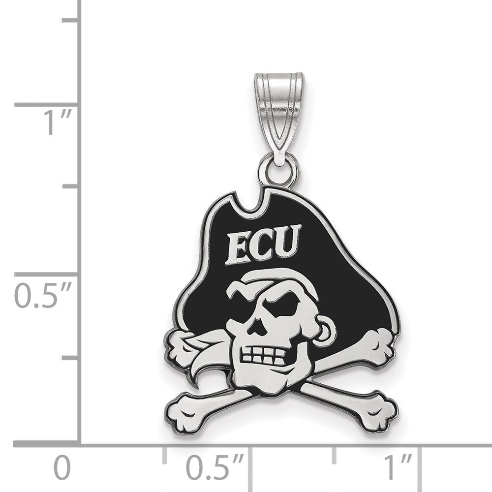 Sterlingsilber Rhodiniert Logoart Ost Carolina University Pirat Groß Emailliert Anhänger