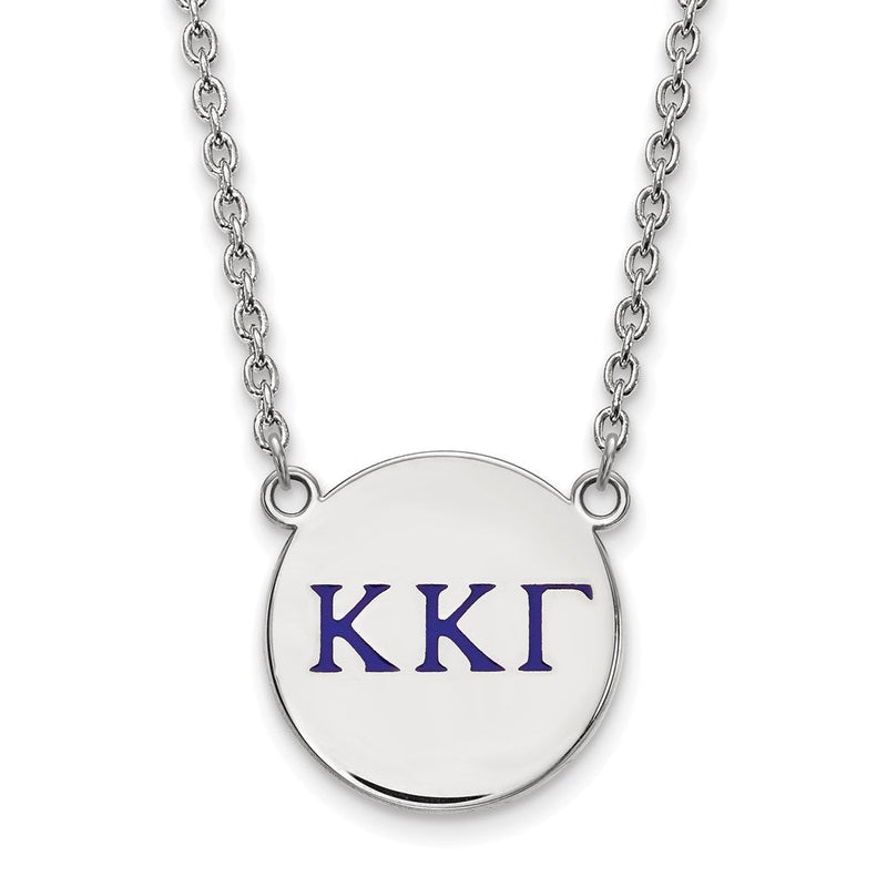 Sterlingsilber Rhodiniert Logoart Kappa Gamma Sorority Greek Buchstaben Groß Farbe Emaille Anhänger 18 Zoll Halskette