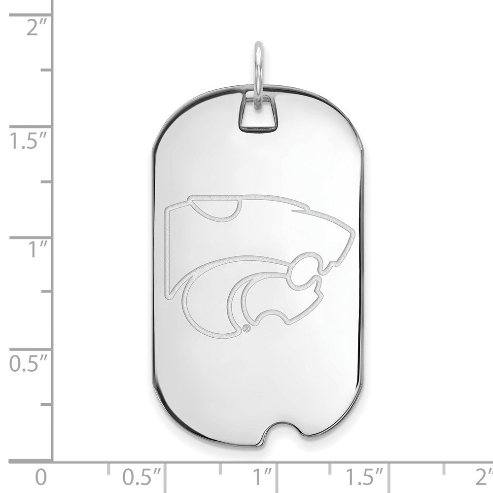 Sterlingsilber Rhodiniert Logoart Kansas State University Wildkatze Groß Erkennungsmarke Anhänger