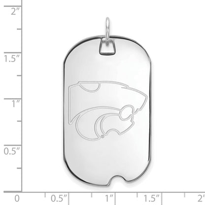 Sterlingsilber Rhodiniert Logoart Kansas State University Wildkatze Groß Erkennungsmarke Anhänger