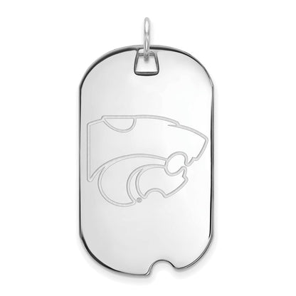 Sterlingsilber Rhodiniert Logoart Kansas State University Wildkatze Groß Erkennungsmarke Anhänger
