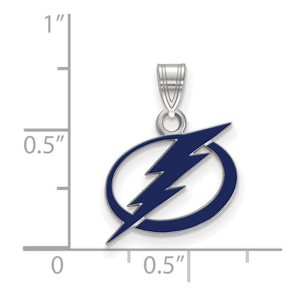 Sterlingsilber Rhodiniert Nhl Logoart Tampa Bay Blitz Klein Emailliert Anhänger