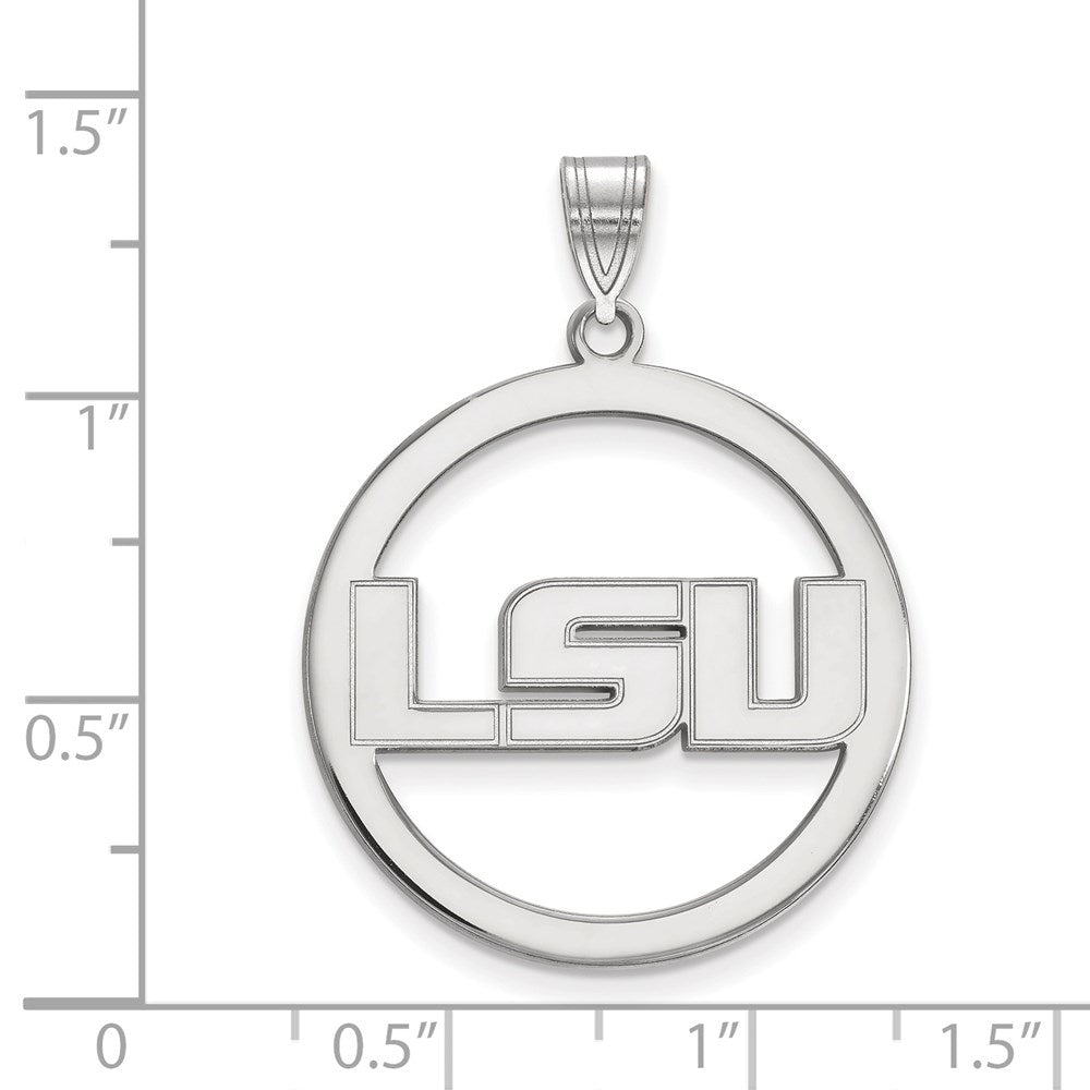 Sterlingsilber Rhodiniert Logoart Louisiana State University L S U Extra Groß Kreis Anhänger