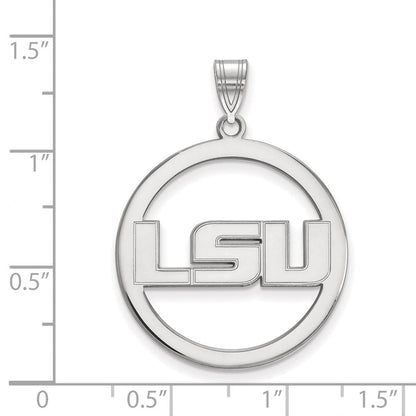 Sterlingsilber Rhodiniert Logoart Louisiana State University L S U Extra Groß Kreis Anhänger