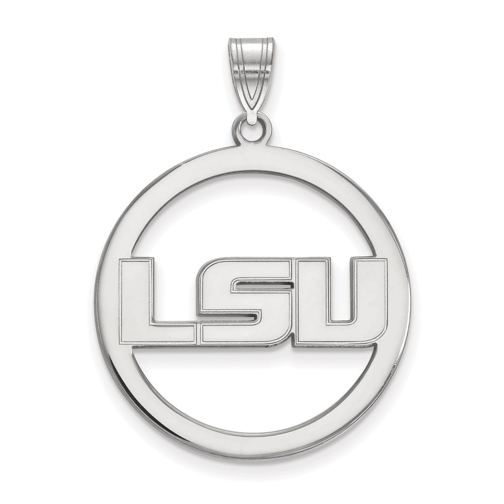 Sterlingsilber Rhodiniert Logoart Louisiana State University L S U Extra Groß Kreis Anhänger
