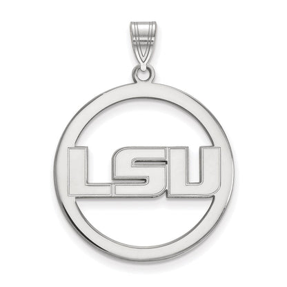 Sterlingsilber Rhodiniert Logoart Louisiana State University L S U Extra Groß Kreis Anhänger