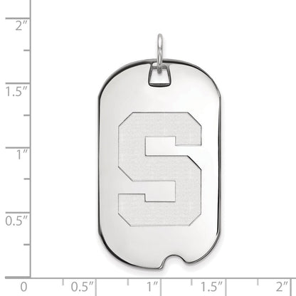 Sterlingsilber Rhodiniert Logoart Michigan State University Buchstabe S Groß Erkennungsmarke Anhänger