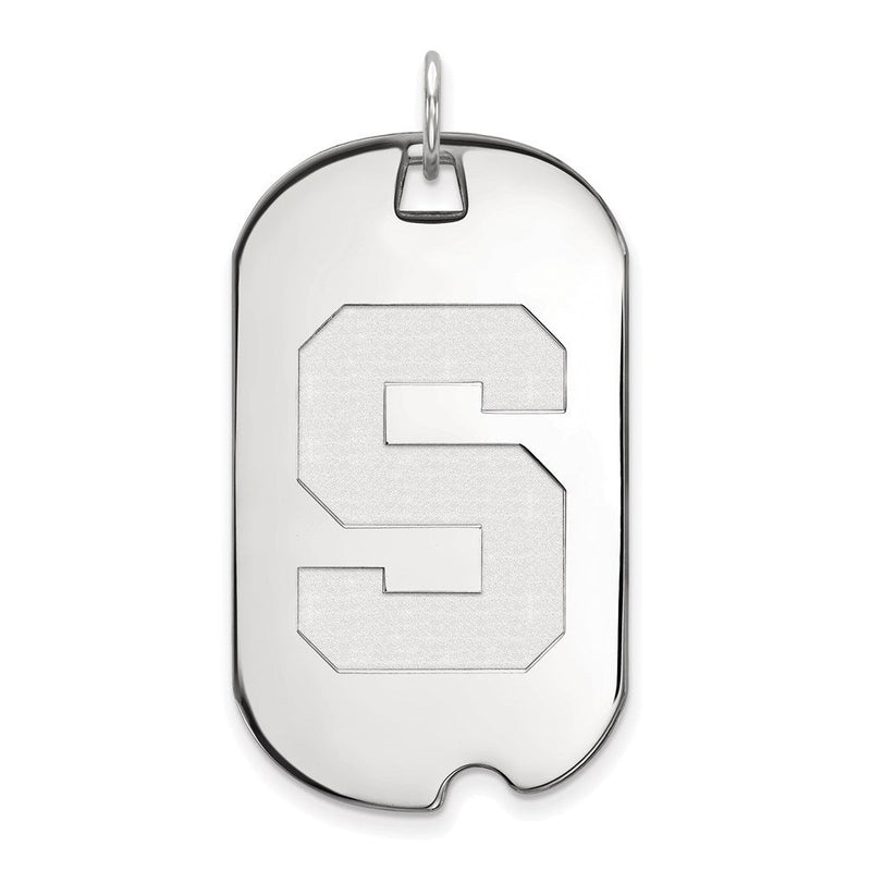 14K Weißgold Logoart Michigan State University Buchstabe S Groß Erkennungsmarke Anhänger