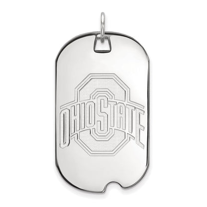 Sterlingsilber Rhodiniert Logoart The Ohio State University Groß Erkennungsmarke Anhänger