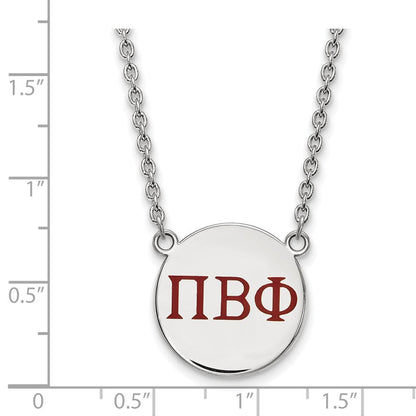 Sterlingsilber Rhodiniert Logoart Pi Beta Phi Sorority Greek Buchstaben Groß Farbe Emaille Anhänger 18 Zoll Halskette
