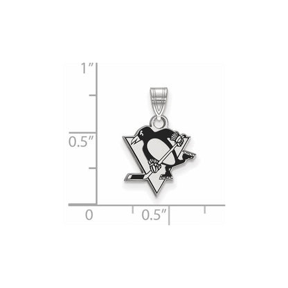 Sterlingsilber Rhodiniert Nhl Logoart Pittsburgh Penguins Klein Emailliert Anhänger