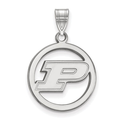 Sterlingsilber Rhodiniert Logoart Purdue University Buchstabe P Mittel Kreis Anhänger