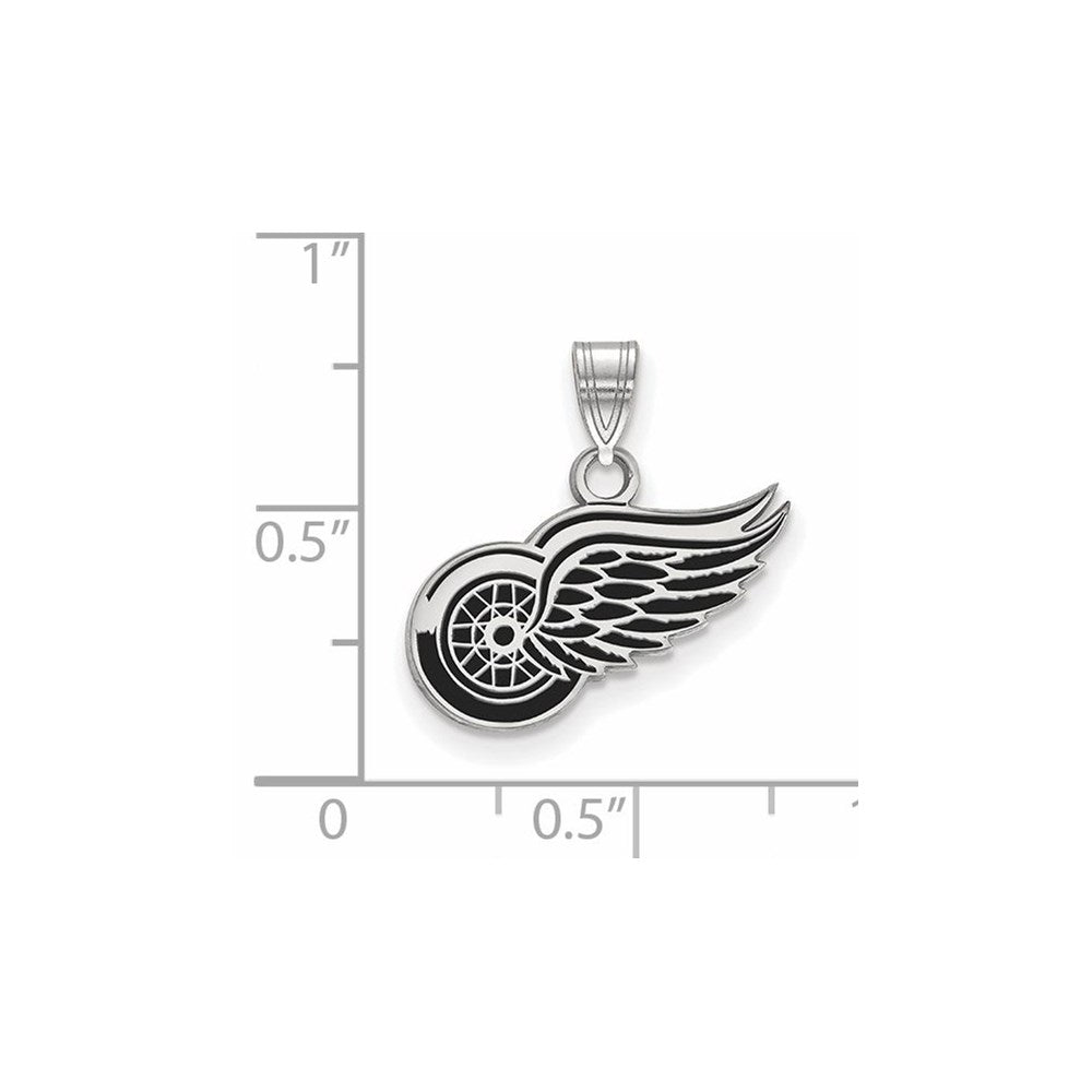 Sterlingsilber Rhodiniert Nhl Logoart Detroit Rot Flügel Klein Emailliert Anhänger