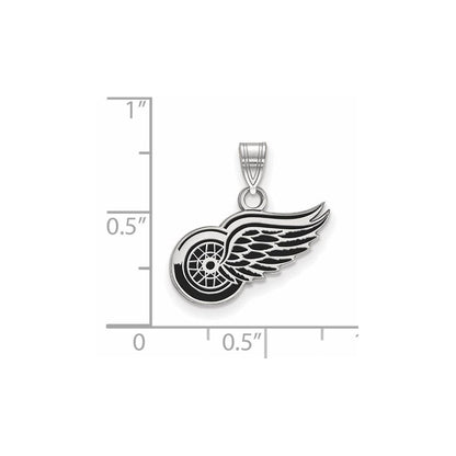 Sterlingsilber Rhodiniert Nhl Logoart Detroit Rot Flügel Klein Emailliert Anhänger