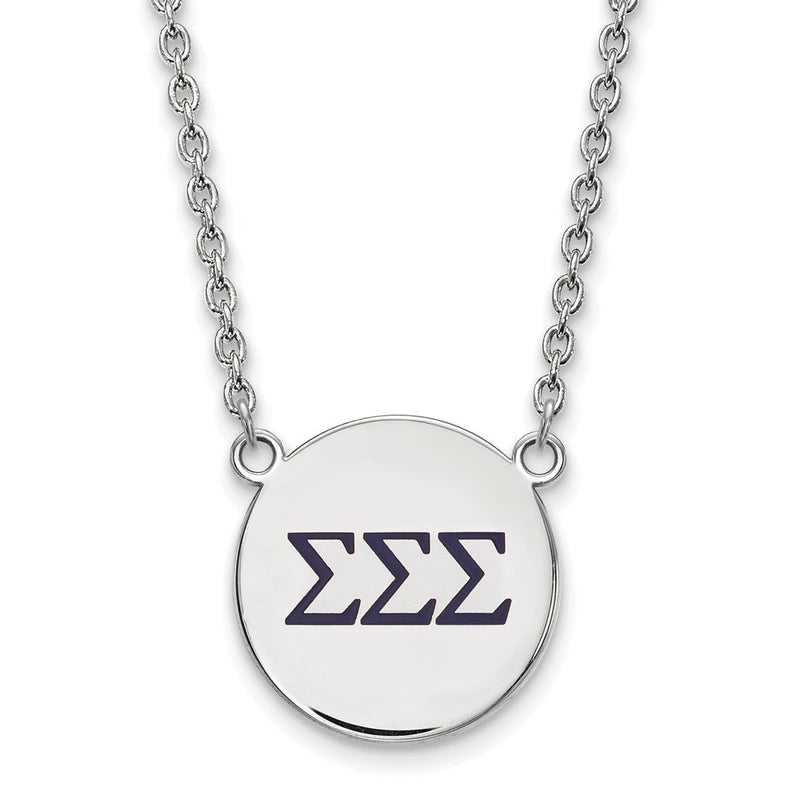 Sterlingsilber Rhodiniert Logoart Sigma Sorority Greek Buchstaben Groß Farbe Emaille Anhänger 18 Zoll Halskette