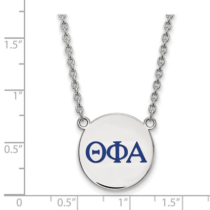 Sterlingsilber Rhodiniert Logoart Theta Phi Alpha Sorority Greek Buchstaben Groß Farbe Emaille Anhänger 18 Zoll Halskette