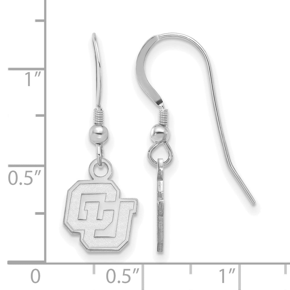 Sterlingsilber Rhodiniert Logoart University Of Colorado C U Extra Klein Hängend Draht Ohrringe