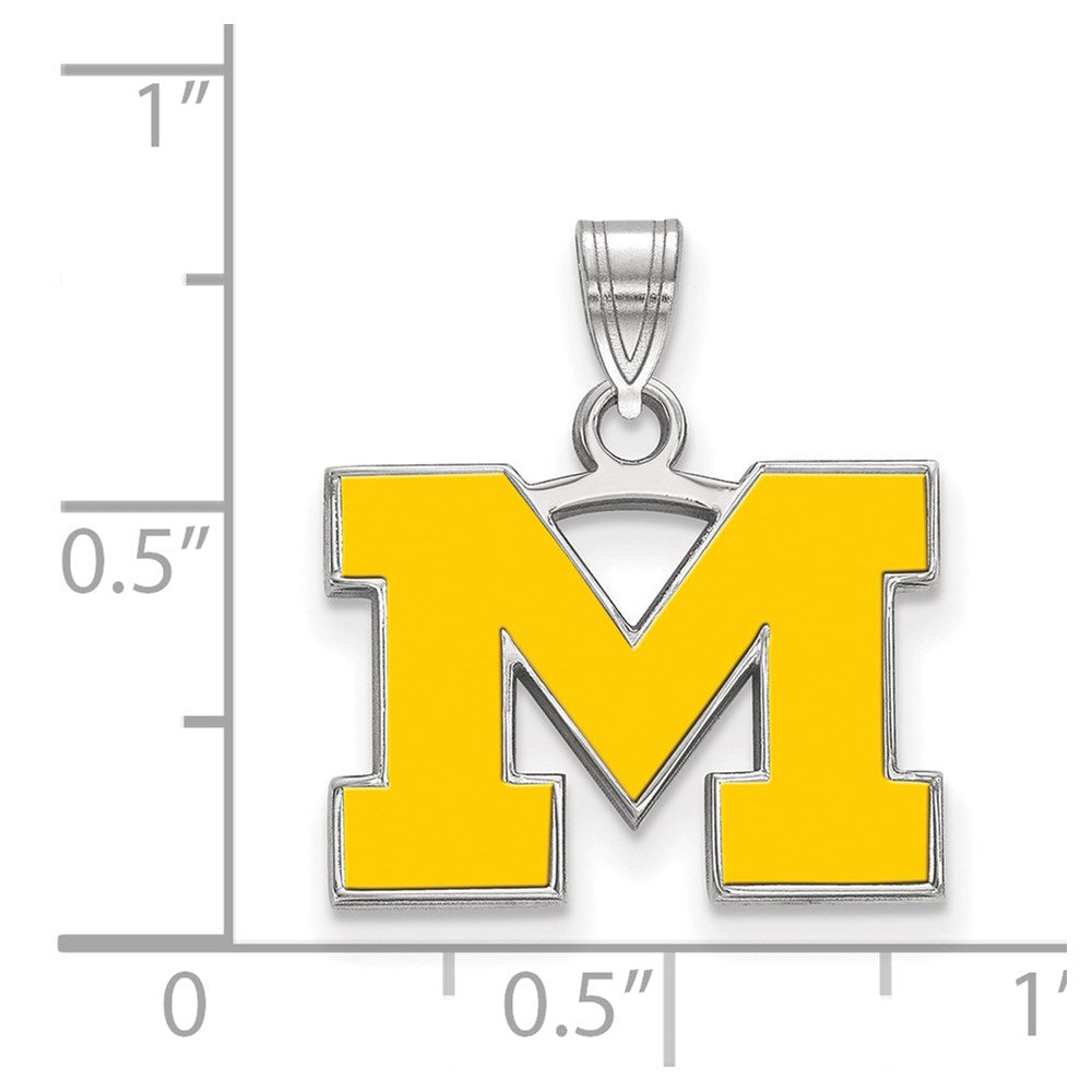 Sterlingsilber Rhodiniert Logoart University Of Michigan Buchstabe M Klein Gelb Emailliert Anhänger