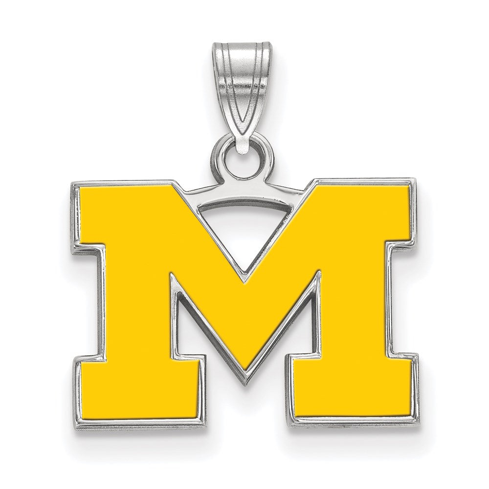 Sterlingsilber Rhodiniert Logoart University Of Michigan Buchstabe M Klein Gelb Emailliert Anhänger